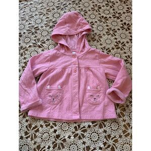 Carter's Pink Baby‎ Hooded Jacket with Cute Kitty Face Design 24M